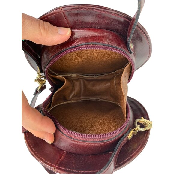 VTG Genuine Leather Round Crossbody Bag With Tassel & Adjustable Strap T10655 - Picture 10 of 13